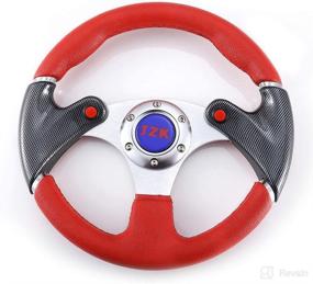 img 4 attached to 🔴 JZK New 320mm 6 Bolts Universal Steering Wheel: Stylish PVC-Red Grip & Brushed Stainless Spokes