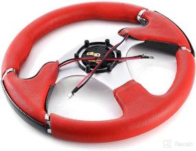 img 1 attached to 🔴 JZK New 320mm 6 Bolts Universal Steering Wheel: Stylish PVC-Red Grip & Brushed Stainless Spokes