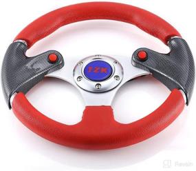 img 3 attached to 🔴 JZK New 320mm 6 Bolts Universal Steering Wheel: Stylish PVC-Red Grip & Brushed Stainless Spokes