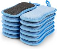 🧽 efficient 12 pack multi-purpose scrub sponges for kitchen cleaning - blue logo