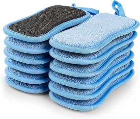 img 4 attached to 🧽 Efficient 12 Pack Multi-Purpose Scrub Sponges for Kitchen Cleaning - Blue