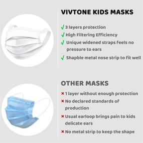 img 1 attached to 50PCS Vivtone Disposable Kids Face Mask W/ Wide Strap & 3-Ply Protection