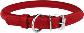 img 1 attached to Red Rolled Leather Dog Collar For Small To Large Dogs - 9''-11'', BRONZEDOG