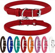 red rolled leather dog collar for small to large dogs - 9''-11'', bronzedog логотип
