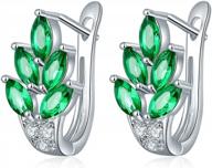 серьги-кольца с платиновым покрытием marquise cut leaf design с кубическим цирконием для женщин - uloveido y337 логотип