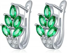 img 4 attached to Platinum Plated Marquise Cut Leaf Design Hoop Earrings With Cubic Zirconia For Women - Uloveido Y337
