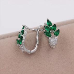 img 2 attached to Platinum Plated Marquise Cut Leaf Design Hoop Earrings With Cubic Zirconia For Women - Uloveido Y337