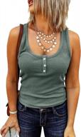 yacooh ribbed knit tank tops for women - scoop neck racerback henley shirts with button front - sleeveless basic camisole logo