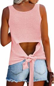 img 2 attached to Stylish And Chic: Cutiefox Women'S V-Neck Knit Tank Tops With Tie Back And Hollow-Out Design For Your Summer Casual Look!
