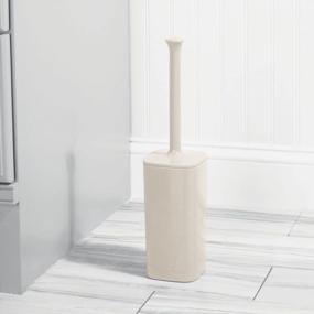 img 3 attached to Modern Square Toilet Bowl Brush And Holder - Covered Brush For Sturdy, Deep Cleaning - MDesign Cream Storage & Organization