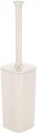 modern square toilet bowl brush and holder - covered brush for sturdy, deep cleaning - mdesign cream storage & organization logo