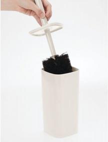 img 1 attached to Modern Square Toilet Bowl Brush And Holder - Covered Brush For Sturdy, Deep Cleaning - MDesign Cream Storage & Organization