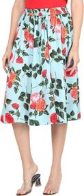 img 4 attached to Womens Casual Elastic Floral Pleated Women's Clothing : Skirts