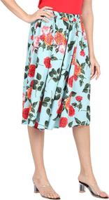 img 2 attached to Womens Casual Elastic Floral Pleated Women's Clothing : Skirts