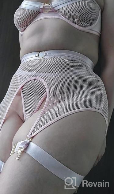 img 1 attached to Dlsave Women's Sexy Fishnet Lingerie Set - Sheer Mesh 🔥 Lace Garter Bra and Panty with Choker - 4 Piece Ensemble review by Joe Vazquez