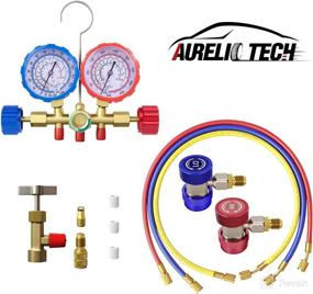 img 1 attached to 🌡️ AURELIO TECH 3-Way A/C Diagnostic Manifold Gauge Set with 5FT Hose, Universal Fit for R134A, R12, R22, R502 Refrigerants. Includes Acme Tank Adapters, Adjustable Couplers, and Can Tap