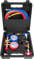 🌡️ aurelio tech 3-way a/c diagnostic manifold gauge set with 5ft hose, universal fit for r134a, r12, r22, r502 refrigerants. includes acme tank adapters, adjustable couplers, and can tap логотип