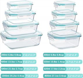 img 3 attached to Vtopmart 8-Pack Airtight Glass Meal Prep Containers With Leak Proof Locking Lids For Microwave, Oven, Freezer And Dishwasher