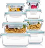 vtopmart 8-pack герметичные стеклянные контейнеры для приготовления еды с герметичными закрывающимися крышками для микроволновой печи, духовки, морозильной камеры и посудомоечной машины логотип