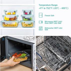 img 1 attached to Vtopmart 8-Pack Герметичные стеклянные контейнеры для приготовления еды с герметичными закрывающимися крышками для микроволновой печи, духовки, морозильной камеры и посудомоечной машины
