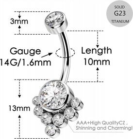 img 3 attached to Implant-Grade Hypoallergenic Solid Titanium Belly Button Rings For Women - COCHARM Bezel Cluster 14G Cute Navel Rings