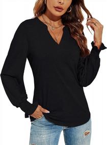 img 4 attached to Women'S Casual V-Neck T-Shirts: Loose Puff Short Sleeve Tunic Blouse By Romanstii