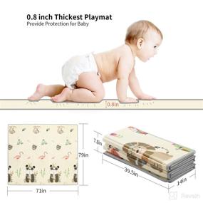 img 3 attached to 👶 Extra-Large Baby Play Mat: 79"x71"x0.8" - Reversible & Foldable - Waterproof, Soft Foam Crawling Mat - Non-Toxic - Ideal for Infants, Babies, Toddlers - Playtime & Tummy Time
