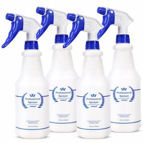 img 4 attached to Bealee Plastic Spray Bottles 4 Pack, 24 Oz, All-Purpose Sprayer For Cleaning Solutions, Heavy Duty Spraying Leak Proof Mist Empty Water Bottle For Planting, BBQ, Pet With Adjustable Nozzle, Blue