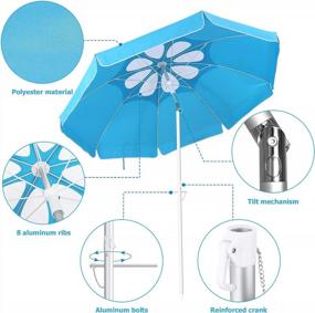 img 2 attached to CLISPEED 6.5Ft Windproof Beach Umbrella With Aluminum Tilt Pole And UV 50+ Protection - Perfect For Beach, Patio, Lawn, And Garden In Lake Blue
