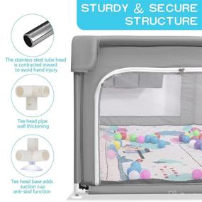 img 1 attached to 👶 Extra Large Grey Baby Playpen Set (75”×59”), Portable Safety Play Center Yard with Anti-Slip Base, Indoor & Outdoor Playpen for Babies and Toddlers incl. Play Mat