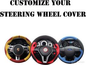 img 4 attached to Loncky Auto Custom Fit OEM Black Genuine Leather Suede Steering Wheel Covers - Volkswagen 🚗 Jetta GLI 2015-2020 / VW Golf R 2015-2019 / VW Golf 7 MK7 Golf GTI 2015-2021 Accessories