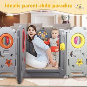 img 3 attached to 👶 Yoleo Baby Playpen Fences: Safe Indoor Play Yard with Foldable Gates - Gray, 14 Panels