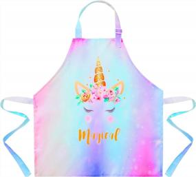img 4 attached to Unleash Your Child'S Inner Chef With Sylfairy Rainbow Unicorn Aprons - Perfect For Kids Ages 3-5 (Small, Unicorn B)
