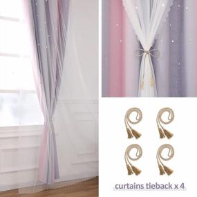 img 1 attached to Anjee Pink Curtains For Girls: Double Layered Star Cutout Design, Light Blocking & Voile Sheer Panels For Kids' Bedroom And Living Room Decor - Pink & Grey, 52 X 63 Inches (2 Panels)