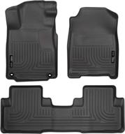 husky liners weatherbeater series, front & 2nd seat floor liners - black, 98451, compatible with 2012-2014 honda cr-v (3-piece) logo