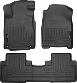 img 4 attached to Husky Liners Weatherbeater Series, Front & 2nd Seat Floor Liners - Black, 98451, Compatible with 2012-2014 Honda CR-V (3-Piece)