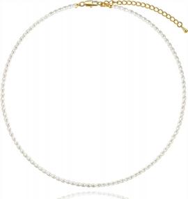 img 4 attached to Handmade Round Thin White Pearl Necklace - Elegant And Delicate Choker For Women And Girls