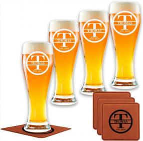 img 4 attached to Custom Engraved Pilsner Glasses Set Of 4 - Personalized Gift For Men, Women, Friends & Couples - Ideal For Home Bar - Made By Froolu