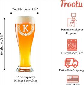 img 1 attached to Custom Engraved Pilsner Glasses Set Of 4 - Personalized Gift For Men, Women, Friends & Couples - Ideal For Home Bar - Made By Froolu