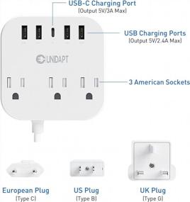 img 3 attached to Unidapt'S All-In-One European Travel Plug Adapter With USB-C And 4 USB Ports For EU/UK/US - Perfect For Travel, Cruise Ship, And Home Use!