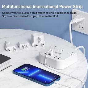 img 1 attached to Универсальный европейский адаптер для путешествий Unidapt с USB-C и 4 портами USB для ЕС/Великобритании/США - идеально подходит для путешествий, круизных лайнеров и домашнего использования!