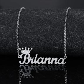 img 1 attached to Heart Name Necklace With Zircon Letter -Qitian Personalized Stainless Steel Jewelry For Women'S Customized Nameplate
