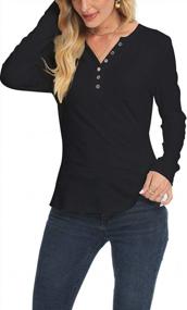img 1 attached to Chic And Flattering: Olrain Women'S Long Sleeve Henley Shirt With V-Neck And Button Details