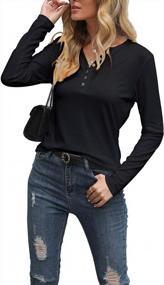 img 2 attached to Chic And Flattering: Olrain Women'S Long Sleeve Henley Shirt With V-Neck And Button Details