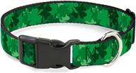 🍀 buckle-down st. pat's stacked shamrocks collar: medium, 11-17" | plastic clip + vibrant greens logo