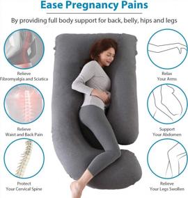 img 1 attached to Full Body Pregnancy Pillow - 57 Inch U-Shaped Maternity Pillow With Removable Cover For Back, Hips, Legs, Belly Support - Black And Gray Victostar Maternity Pillow