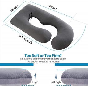 img 3 attached to Full Body Pregnancy Pillow - 57 Inch U-Shaped Maternity Pillow With Removable Cover For Back, Hips, Legs, Belly Support - Black And Gray Victostar Maternity Pillow