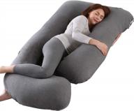 full body pregnancy pillow - 57 inch u-shaped maternity pillow with removable cover for back, hips, legs, belly support - black and gray victostar maternity pillow логотип