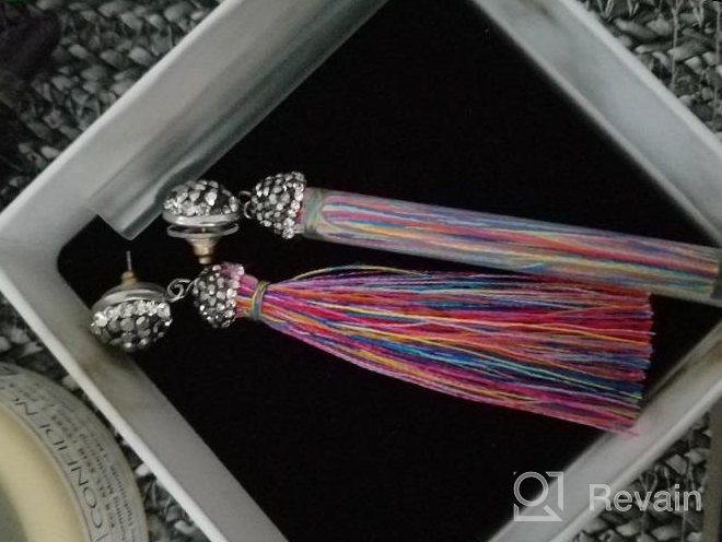 img 1 attached to 🌸 Fashion Bohemian Tassel Dangle Earrings with Long Fringe - Thread Earrings for Women and Girls review by Hector Sosa