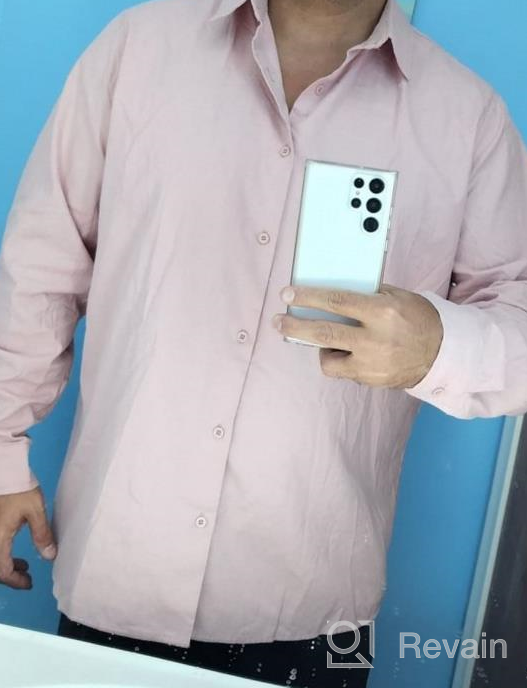 img 1 attached to Stylish And Comfortable: Niitawm Men'S Cotton Tencel Long Sleeve Button Down Shirts review by Chris Reddick